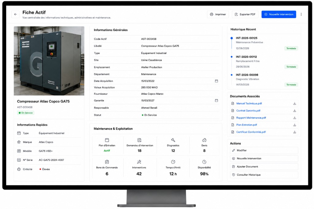Une fiche unique pour chaque actif
