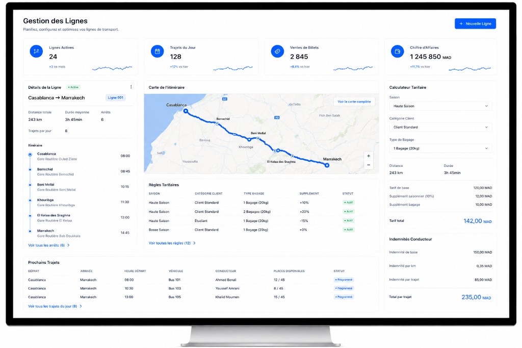 Paramétrage des tarifs et des lignes transport voyageurs sur Digiparc