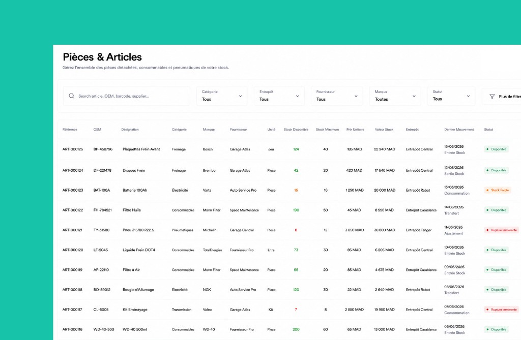Mouvements de stocks sur Digiparc