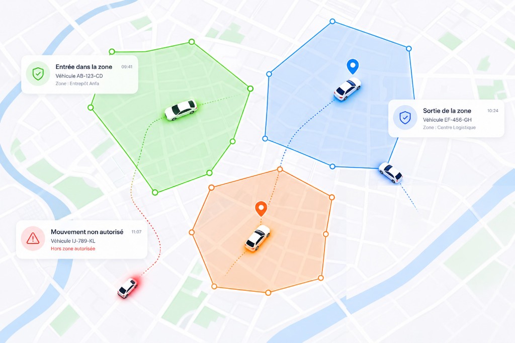 Alertes geofencing et suivi par zones