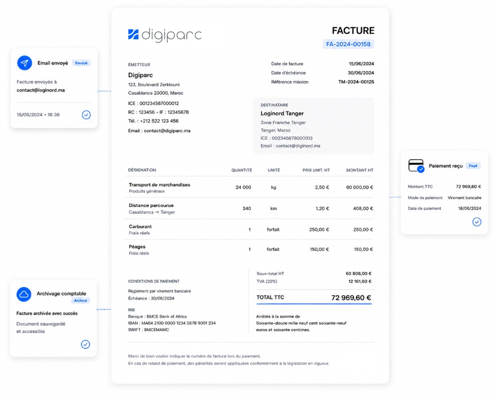 Facturation des voyages sur Digiparc TMS