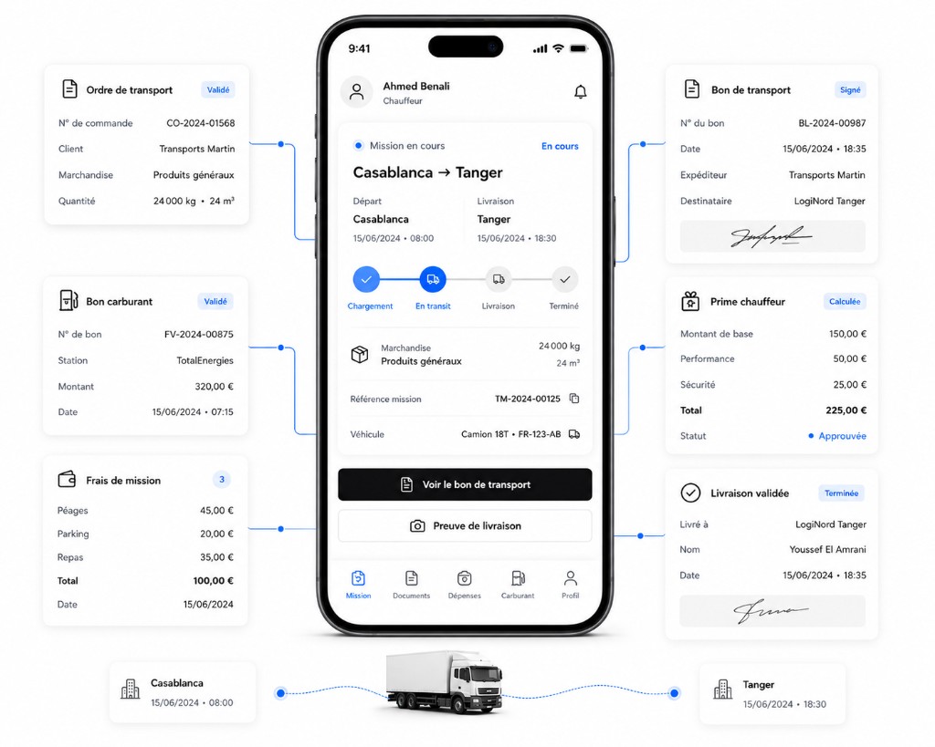 Exécution des prestations transport dans l'application TMS